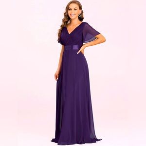 Ever-Pretty Women's Short Sleeve V-Neck Long Evening Dress